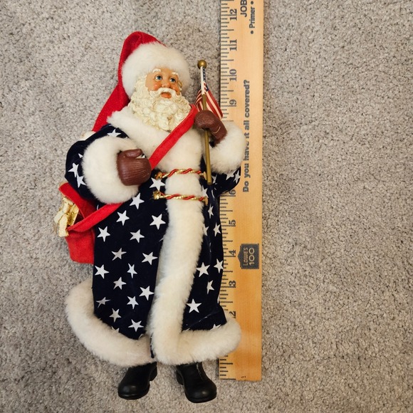 VTG Patriotic Americana Santa Figurine 11" Stars & Stripes Holding American Flag - Picture 6 of 6